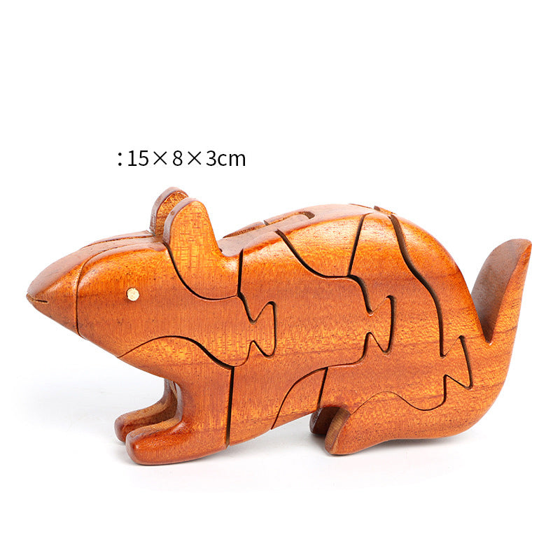 Solid Wood Animal Block Puzzles - Woodwork Toys