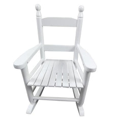 Children's White Wooden Rocking Chair – Solid Poplar Wood, Indoor/Outdoor Use