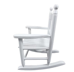 Children's White Wooden Rocking Chair – Solid Poplar Wood, Indoor/Outdoor Use