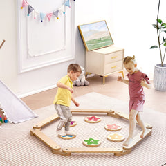 6-Piece Kids Wooden Balance Beam Set – Montessori Stepping Stones for Toddlers & Children