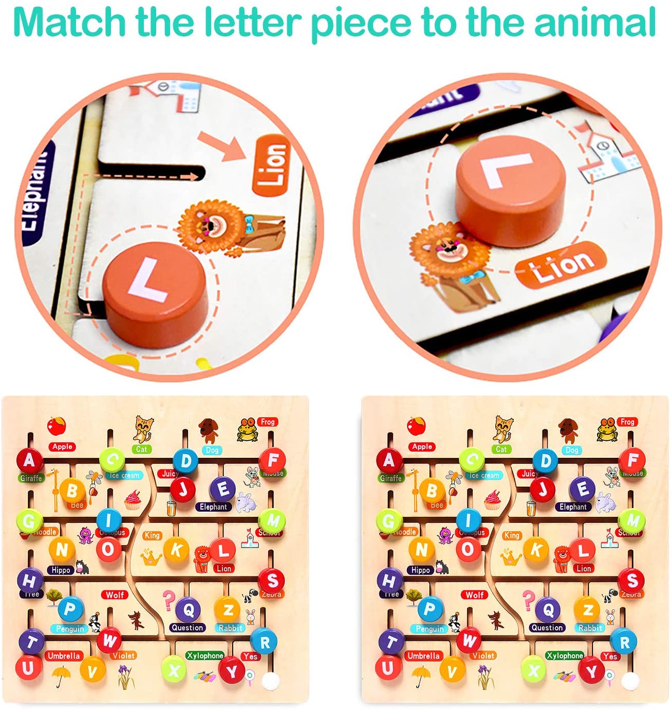 Letters Numbers & Image Matching Puzzles - Woodwork Toys