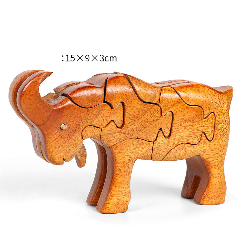 Solid Wood Animal Block Puzzles - Woodwork Toys