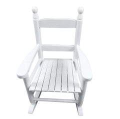 Children's White Wooden Rocking Chair – Solid Poplar Wood, Indoor/Outdoor Use