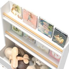Kids White Bookshelf & Toy Storage Organizer – 3-Tier Book and Magazine Rack with Safety Wall Mount