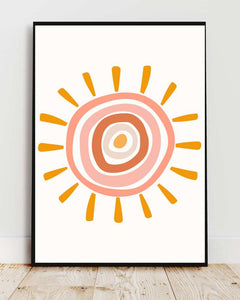 Boho Sun Framed Print - Colorful Wall Art for Home Décor
