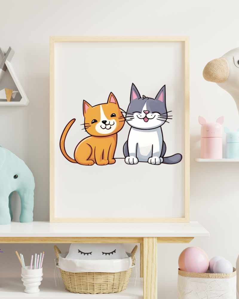 Digital Download| Friendship Cats Illustration - Woodwork Toys