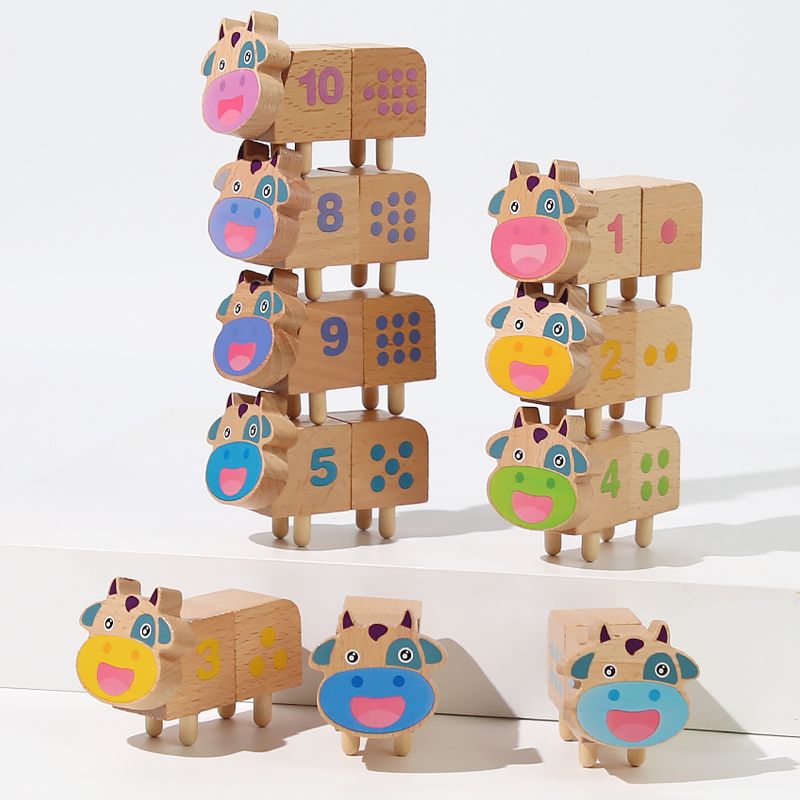 Number Matching & Counting Stacking Cows - Woodwork Toys