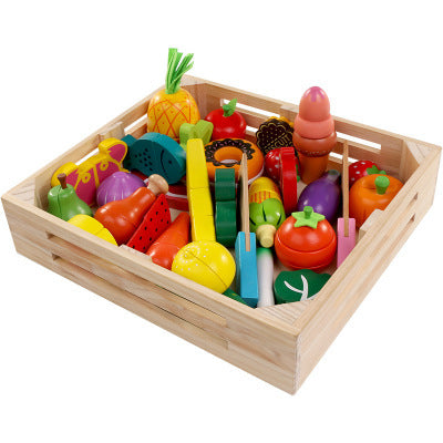 Fruits, Vegetables and Snacks Playset with Wooden Tray - Woodwork Toys