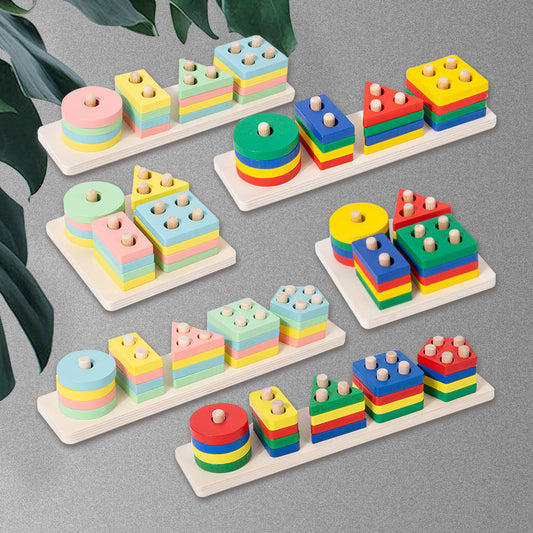 Color Recognition, Wooden Sorting and Stacking Blocks - Woodwork Toys