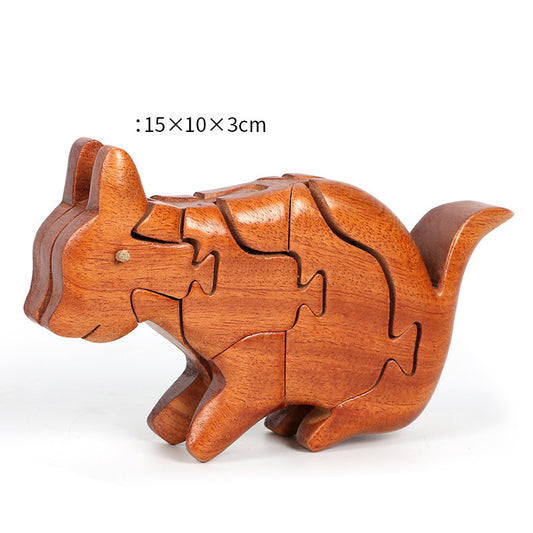 Solid Wood Animal Block Puzzles - Woodwork Toys