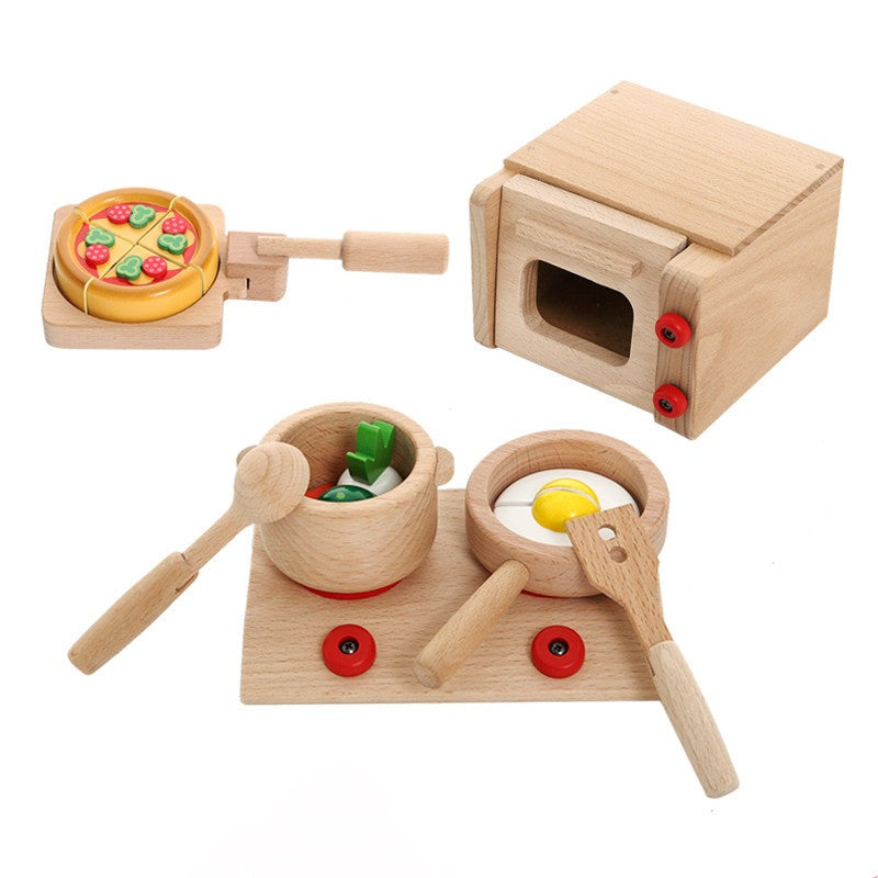 Microwave Oven And Gas Stove Playset - Woodwork Toys