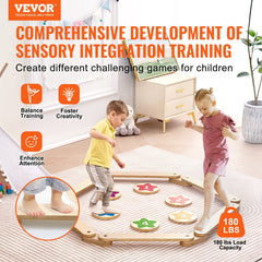 6-Piece Kids Wooden Balance Beam Set – Montessori Stepping Stones for Toddlers & Children
