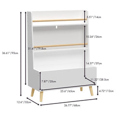 Kids White Bookshelf & Toy Storage Organizer – 3-Tier Book and Magazine Rack with Safety Wall Mount