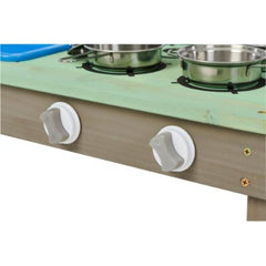 Kids Wooden Outdoor Mud Kitchen Playset with Water Basin & Cooking Toys – Light Green – Ages 3–8