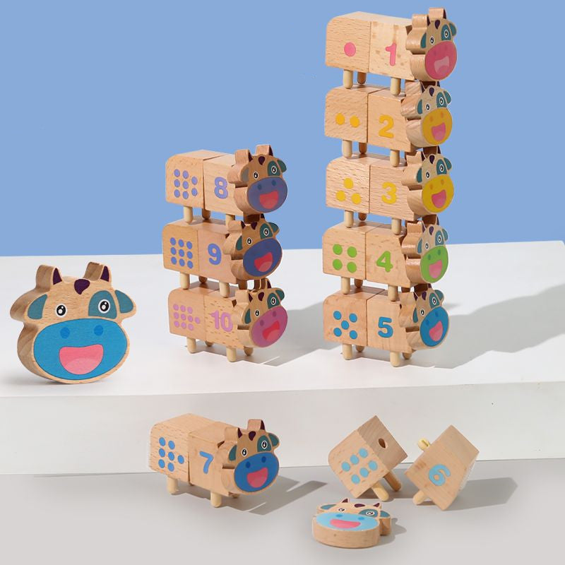 Number Matching & Counting Stacking Cows - Woodwork Toys