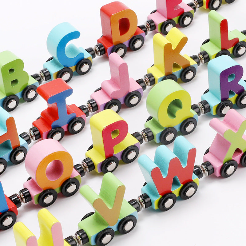 Magnetic Numbers, Letters & Insects Building Block Toy Train - Woodwork Toys