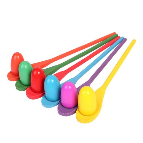 12 piece and spoon race set - 6 wooden eggs, 6 wooden spoons