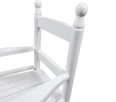 Children's White Wooden Rocking Chair – Solid Poplar Wood, Indoor/Outdoor Use