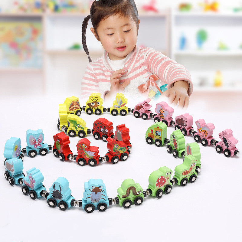 Magnetic Numbers, Letters & Insects Building Block Toy Train - Woodwork Toys