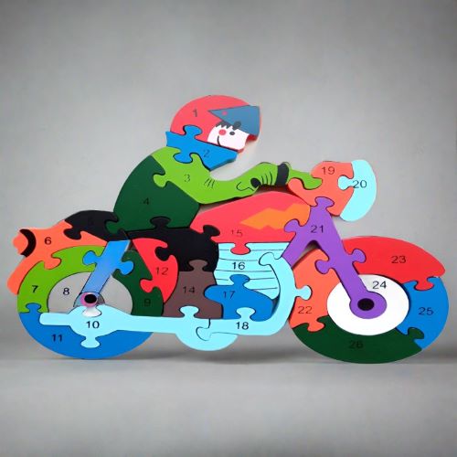 wooden 3D motorcycle puzzle